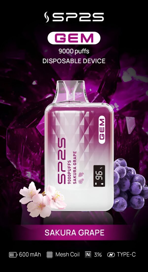 SP2S GEM 9000口 拋棄式電子煙 Sakura Grape 櫻花葡萄